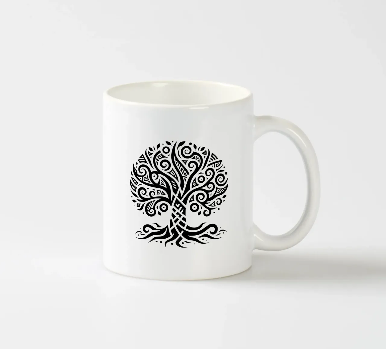 Albero della vita in bianco e nero tazza in ceramica da Spiritual Touch