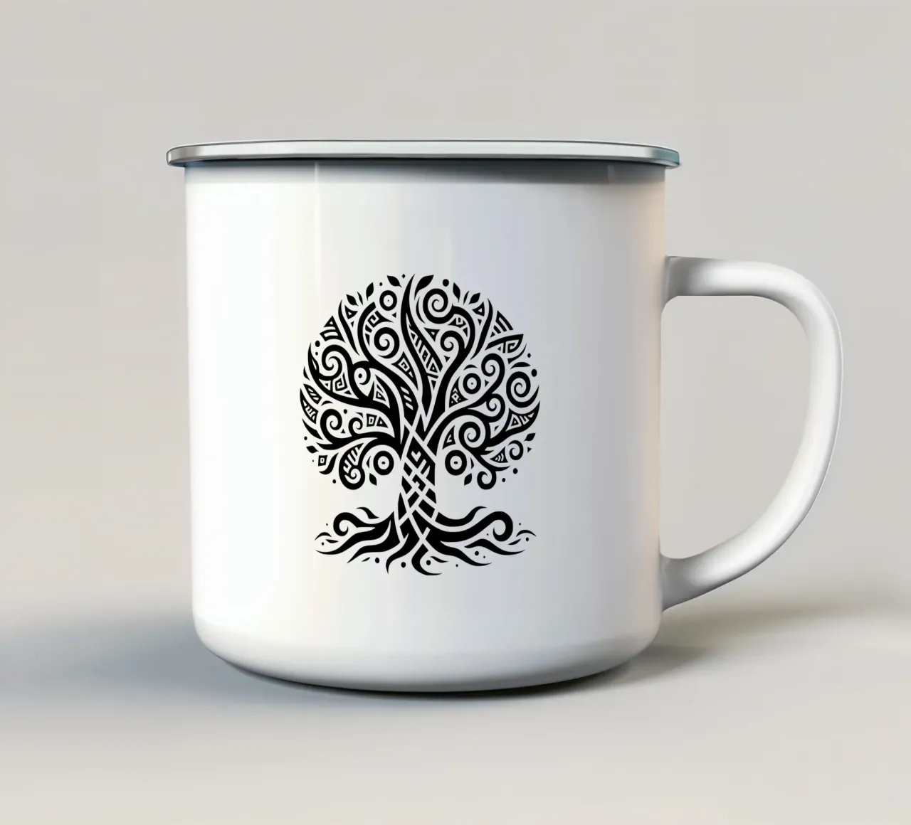 Albero della vita in bianco e nero tazza in smalto da Spiritual Touch