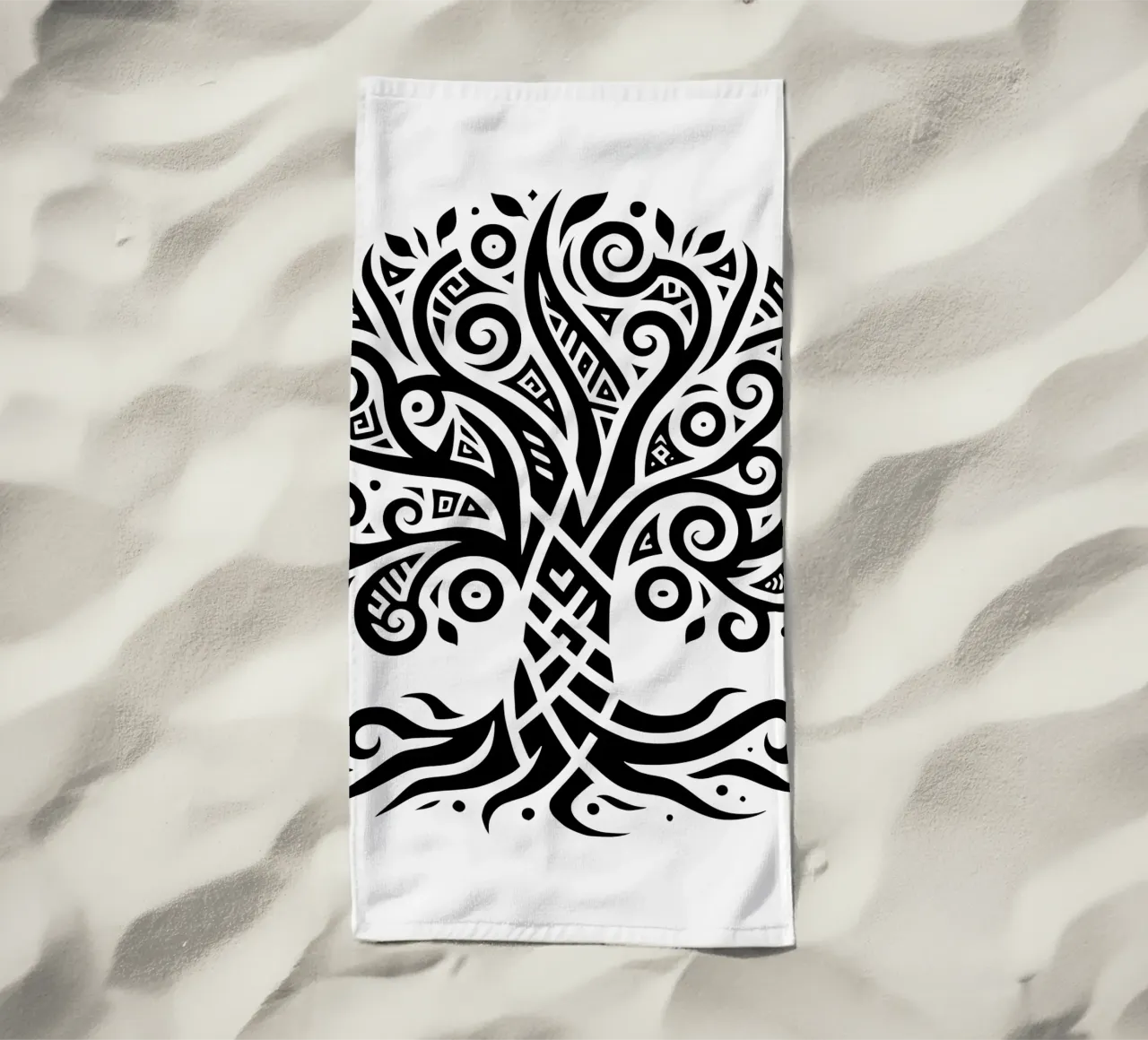 Albero della vita in bianco e nero telo mare da Spiritual Touch