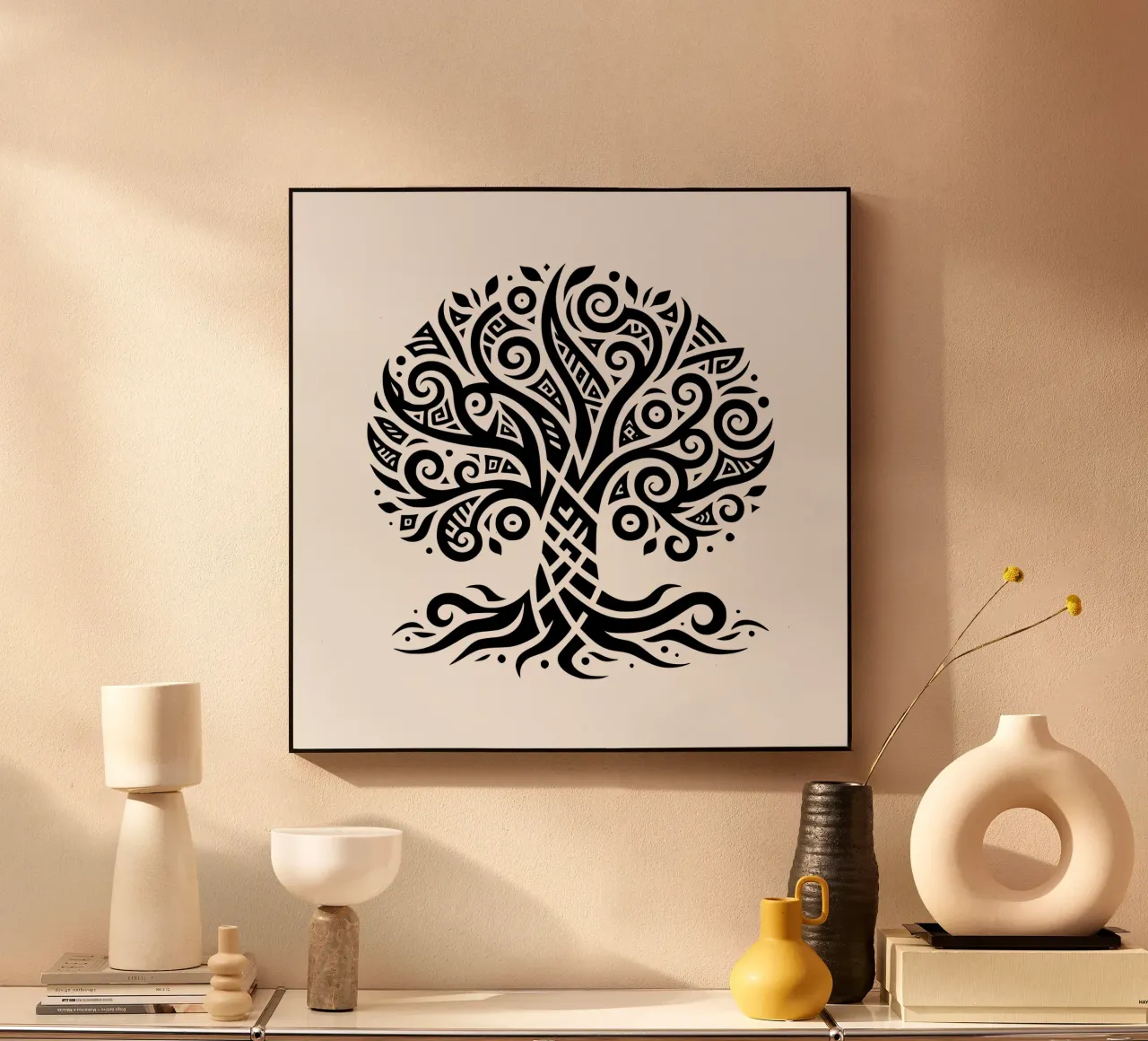 Albero della vita in bianco e nero pannello forex da Spiritual Touch