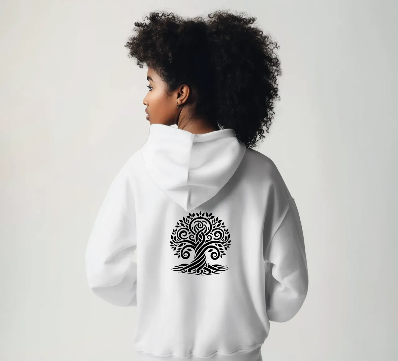 Albero della vita in bianco e nero felpa con cappuccio da Spiritual Touch