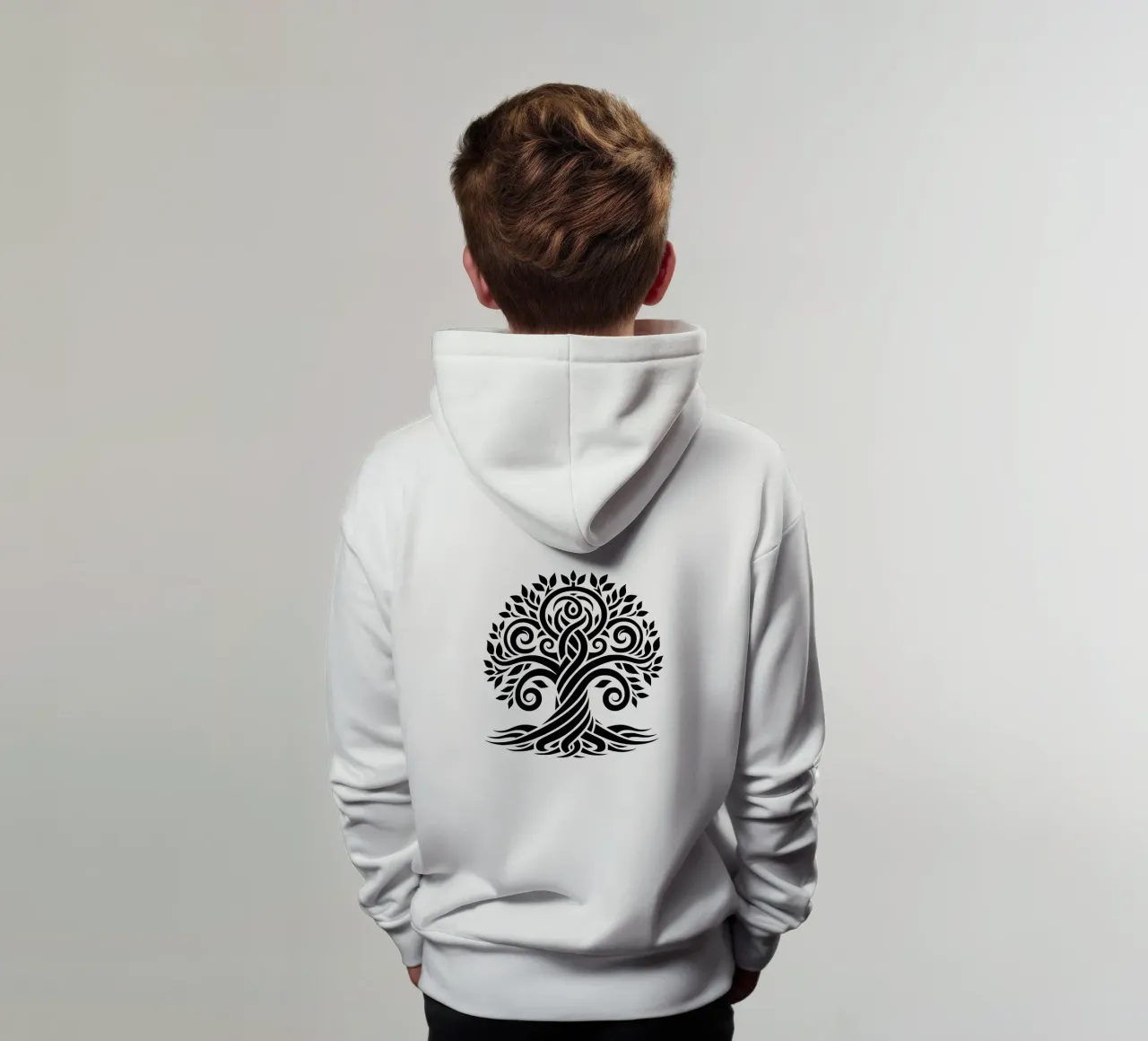 Albero della vita in bianco e nero felpa bambino con cappuccio da Spiritual Touch