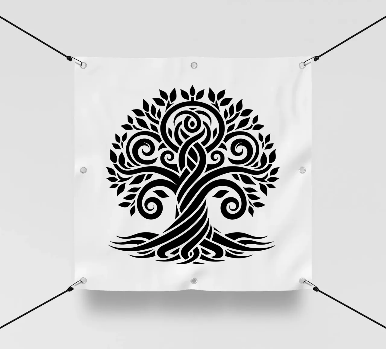 Albero della vita in bianco e nero telo in pvc da Spiritual Touch