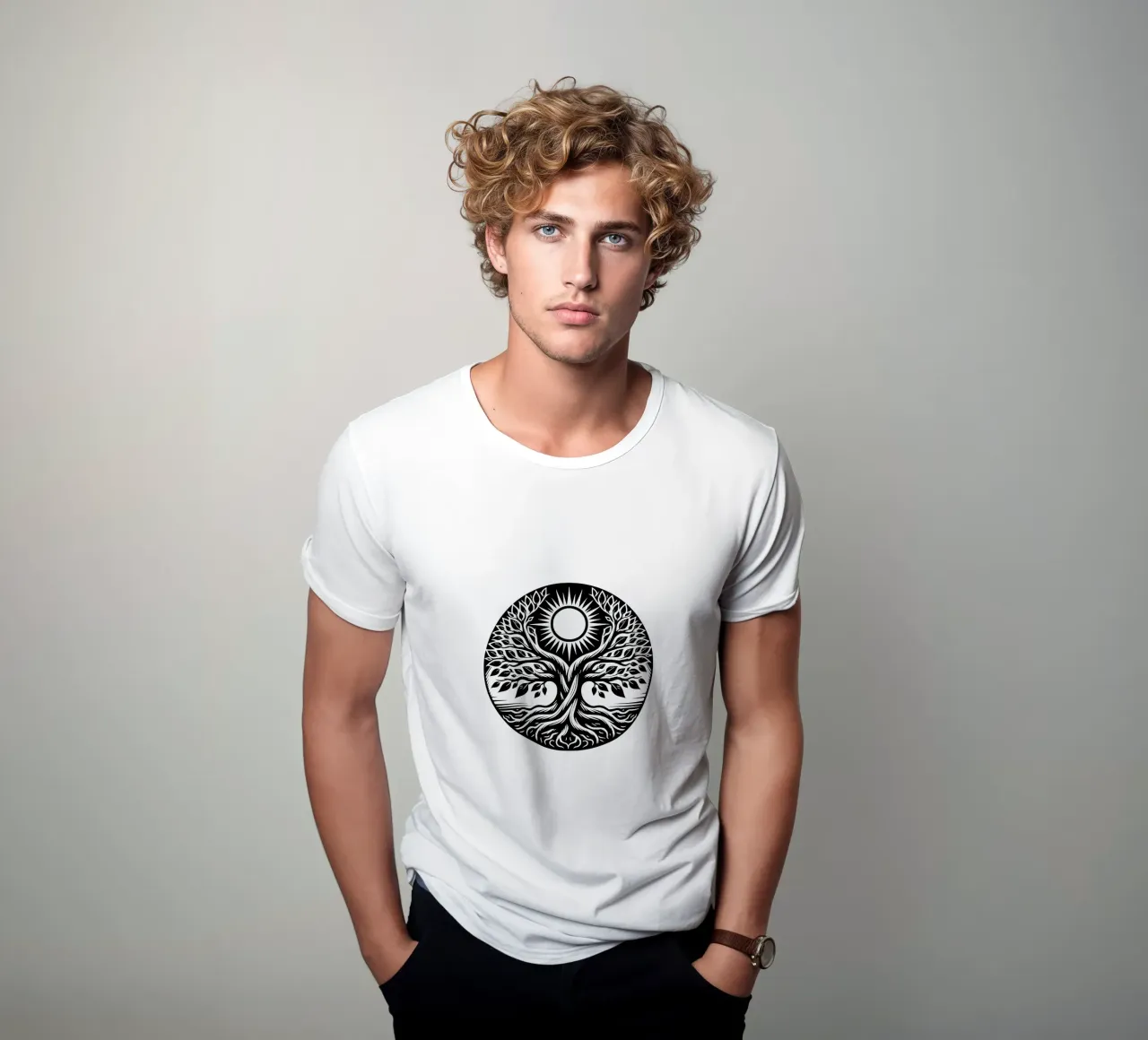 Albero della vita in bianco e nero t-shirt da Spiritual Touch