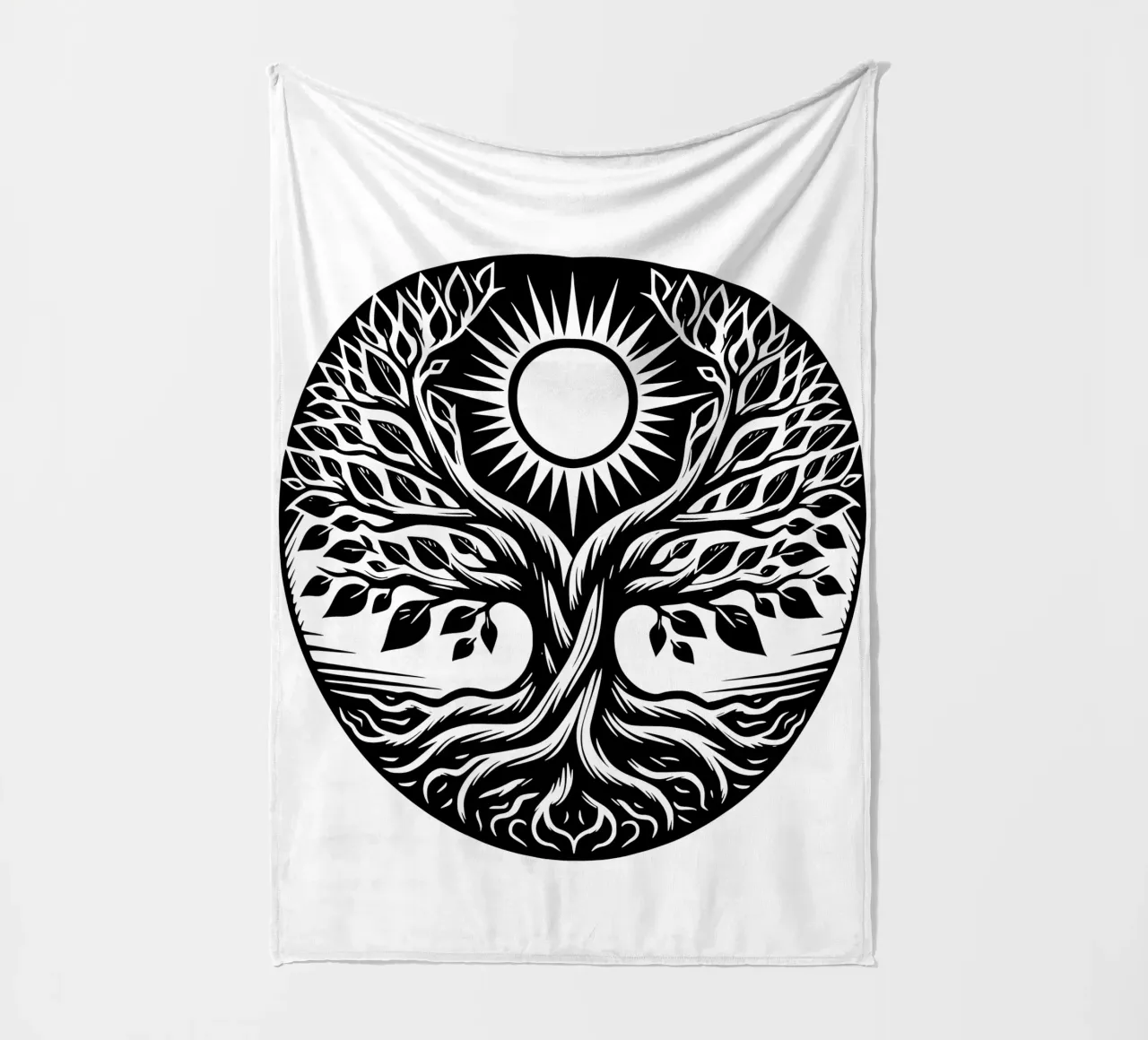 Albero della vita in bianco e nero coperta in pile da Spiritual Touch