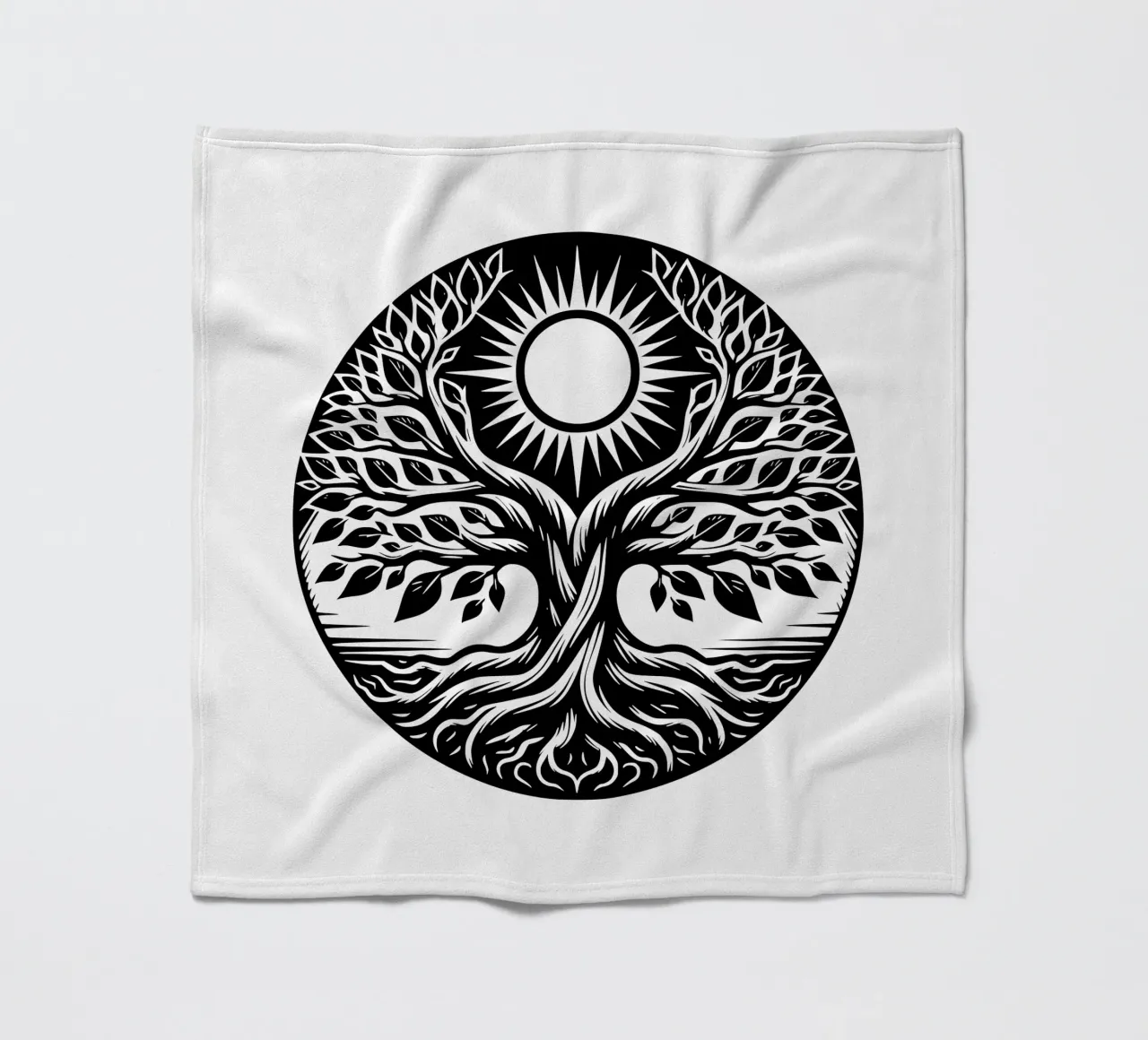 Albero della vita in bianco e nero coperta in pile da Spiritual Touch