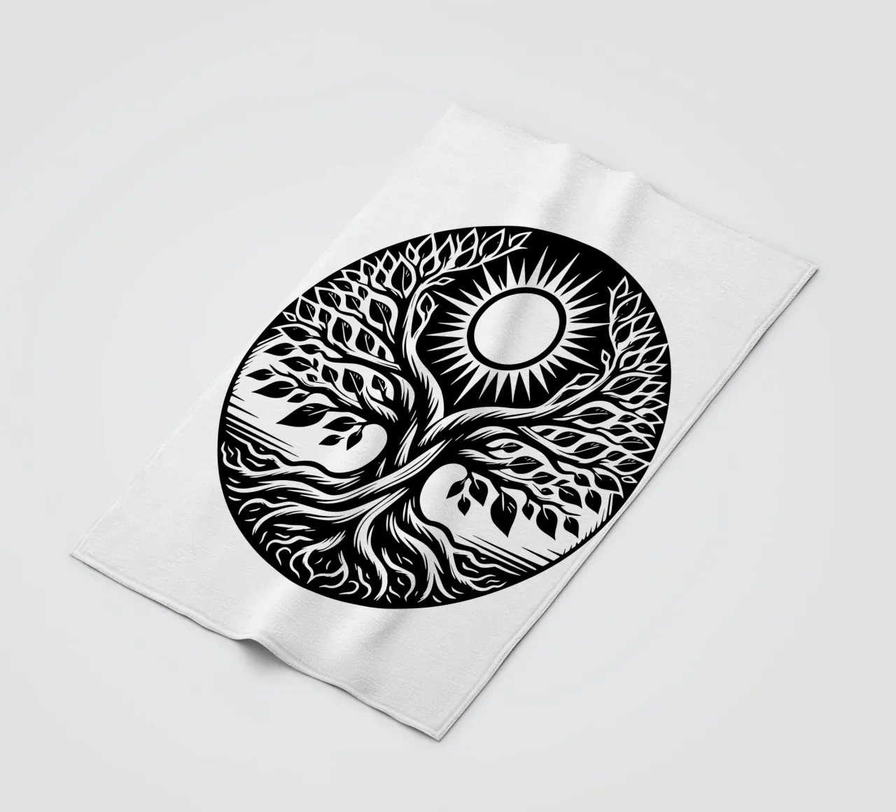 Albero della vita in bianco e nero coperta in pile da Spiritual Touch