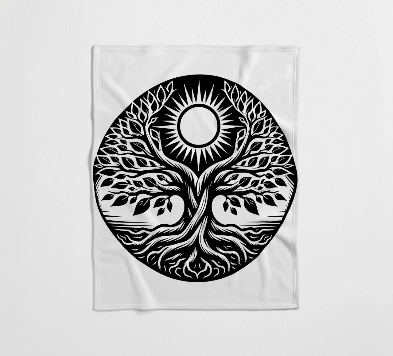 Albero della vita in bianco e nero coperta in pile da Spiritual Touch