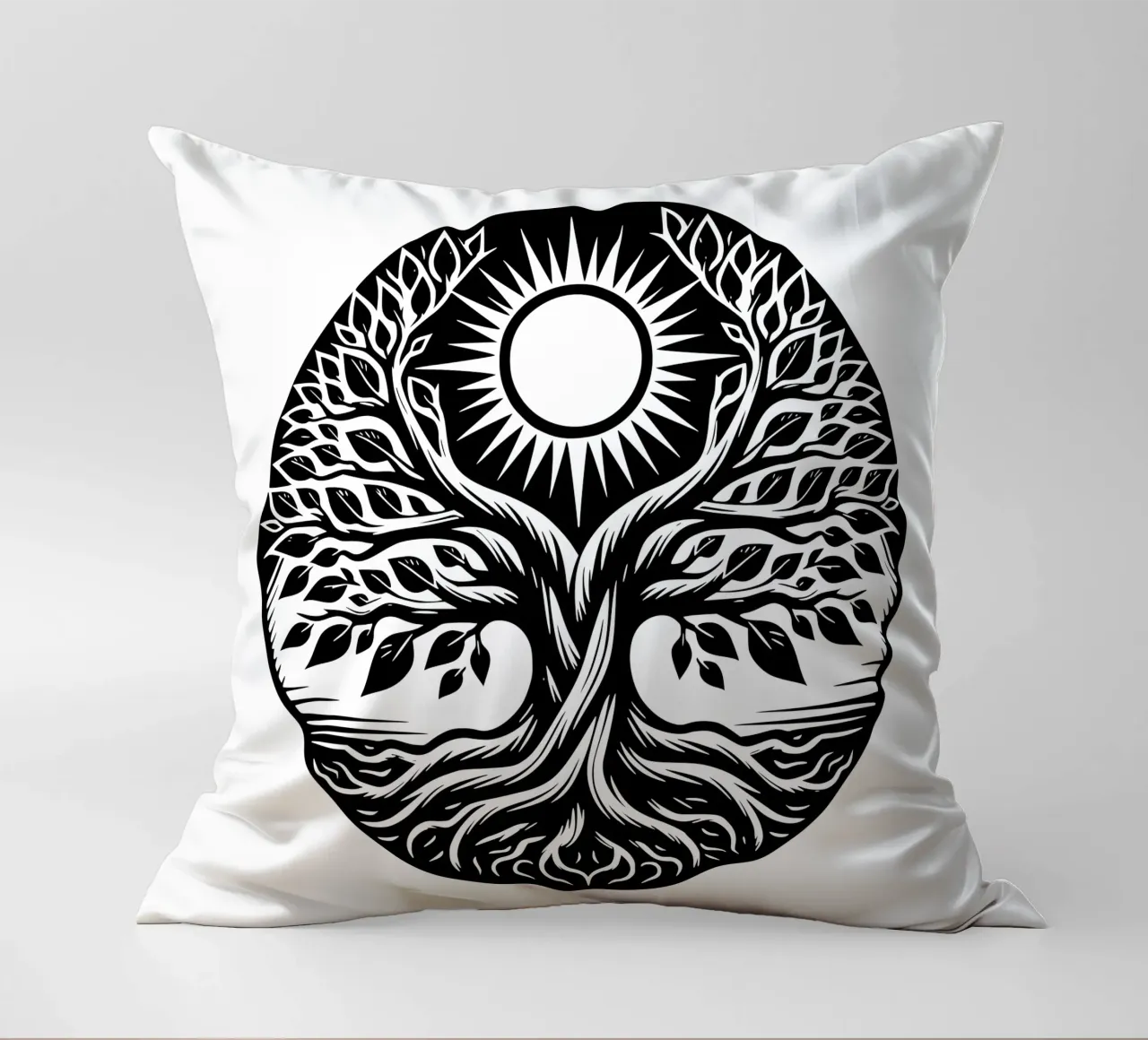 Albero della vita in bianco e nero cuscino da Spiritual Touch