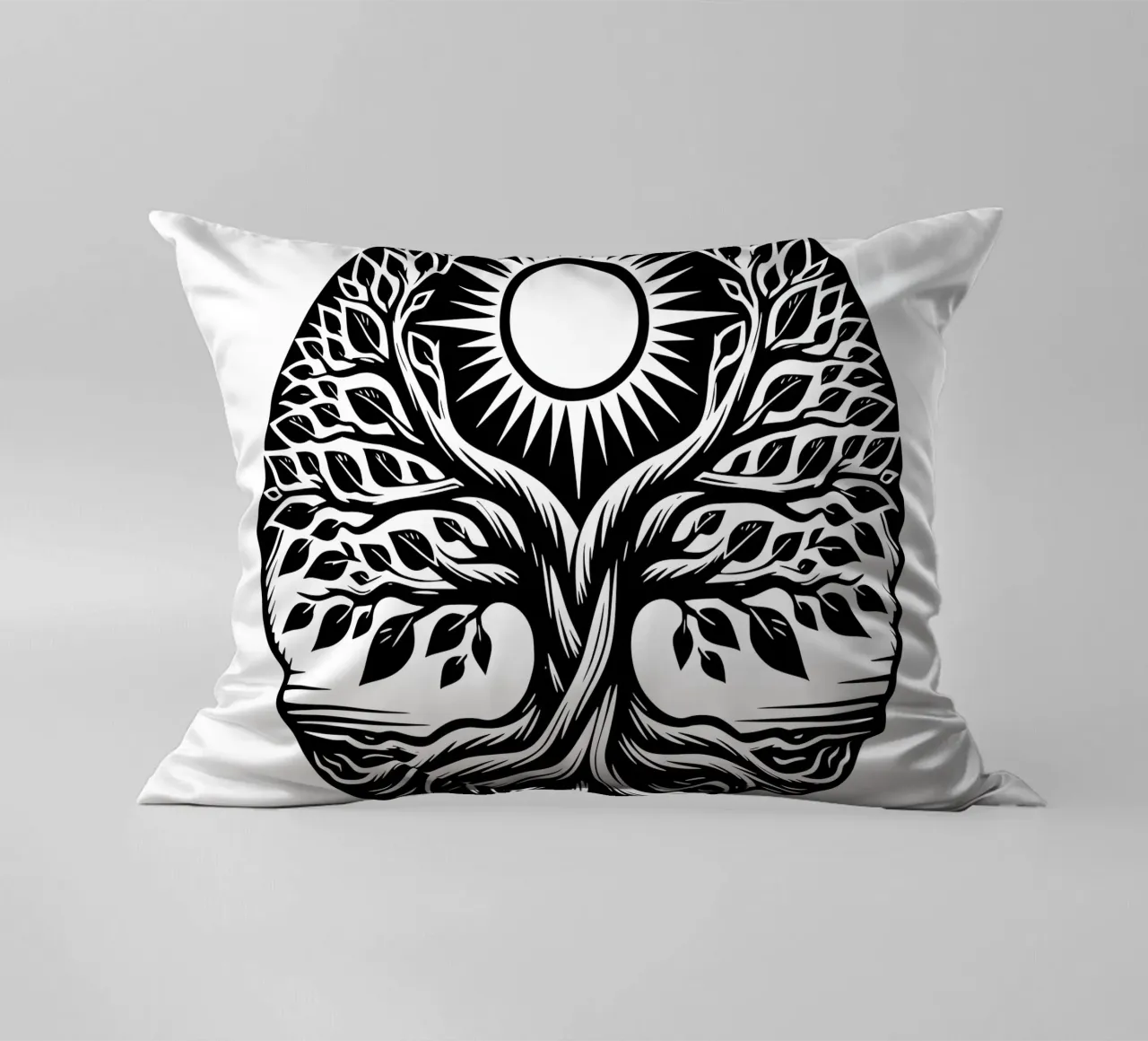 Albero della vita in bianco e nero cuscino da Spiritual Touch