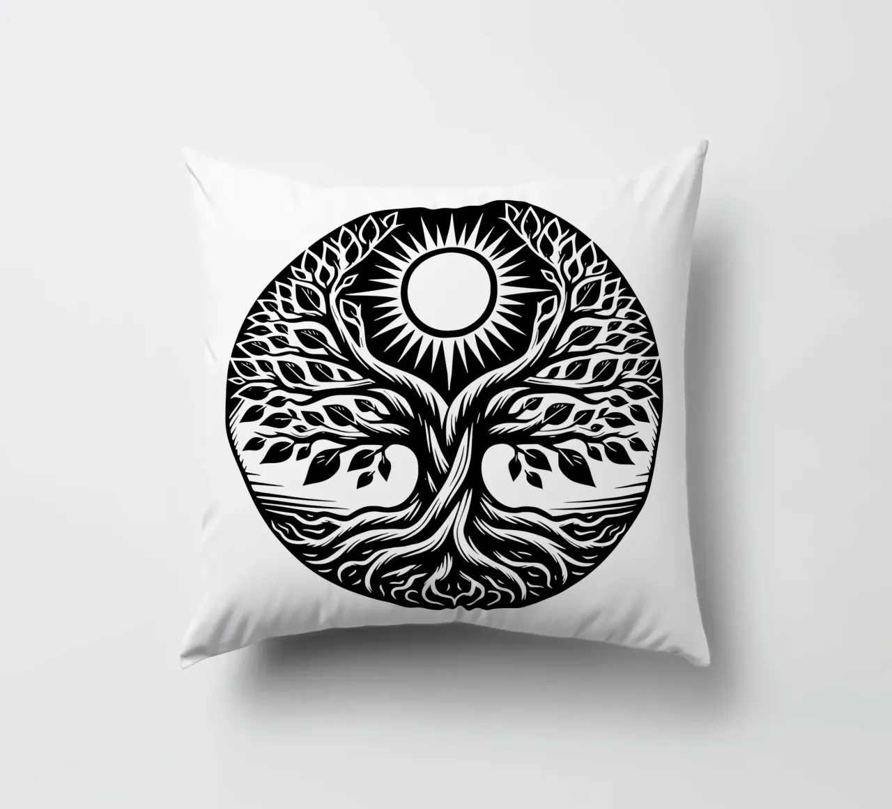 Albero della vita in bianco e nero cuscino da Spiritual Touch