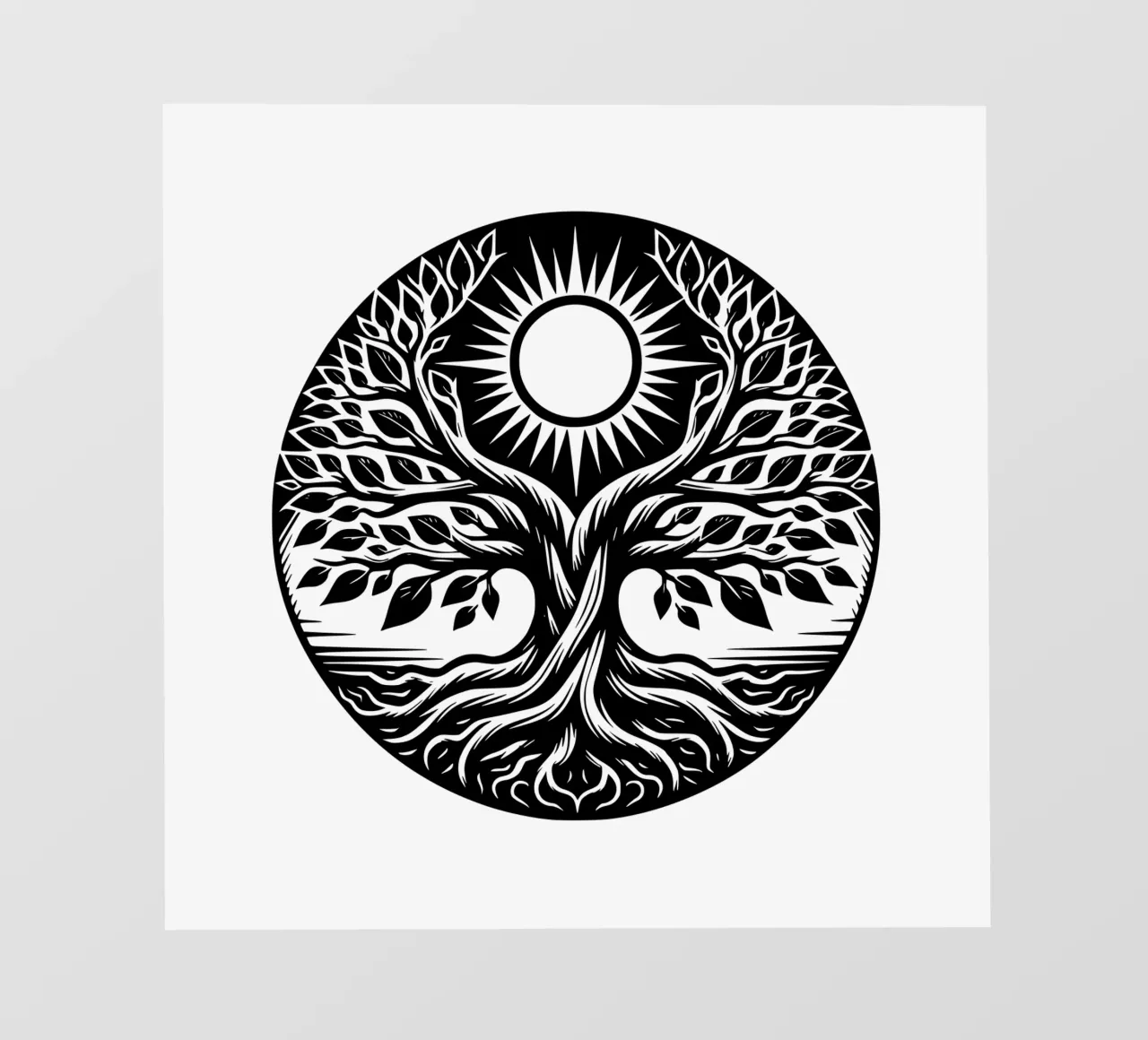 Albero della vita in bianco e nero telo in pvc da Spiritual Touch