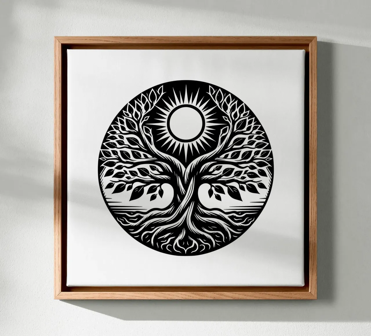 Albero della vita in bianco e nero tela con Cornice a cassetta da Spiritual Touch