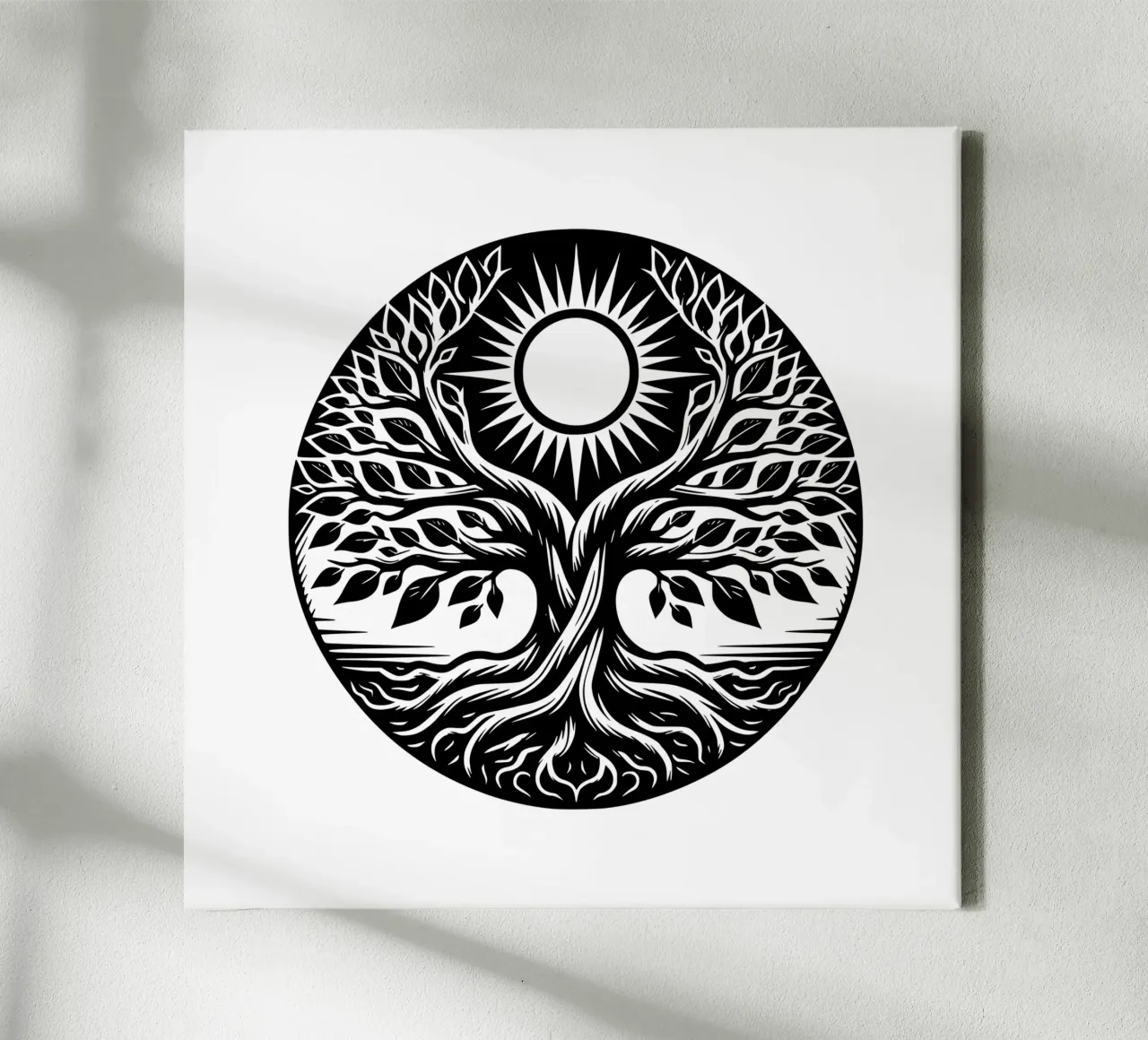 Albero della vita in bianco e nero tela con Cornice a cassetta da Spiritual Touch