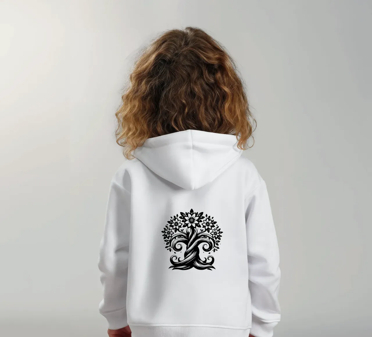 Albero della vita in bianco e nero felpa bambino con cappuccio da Spiritual Touch