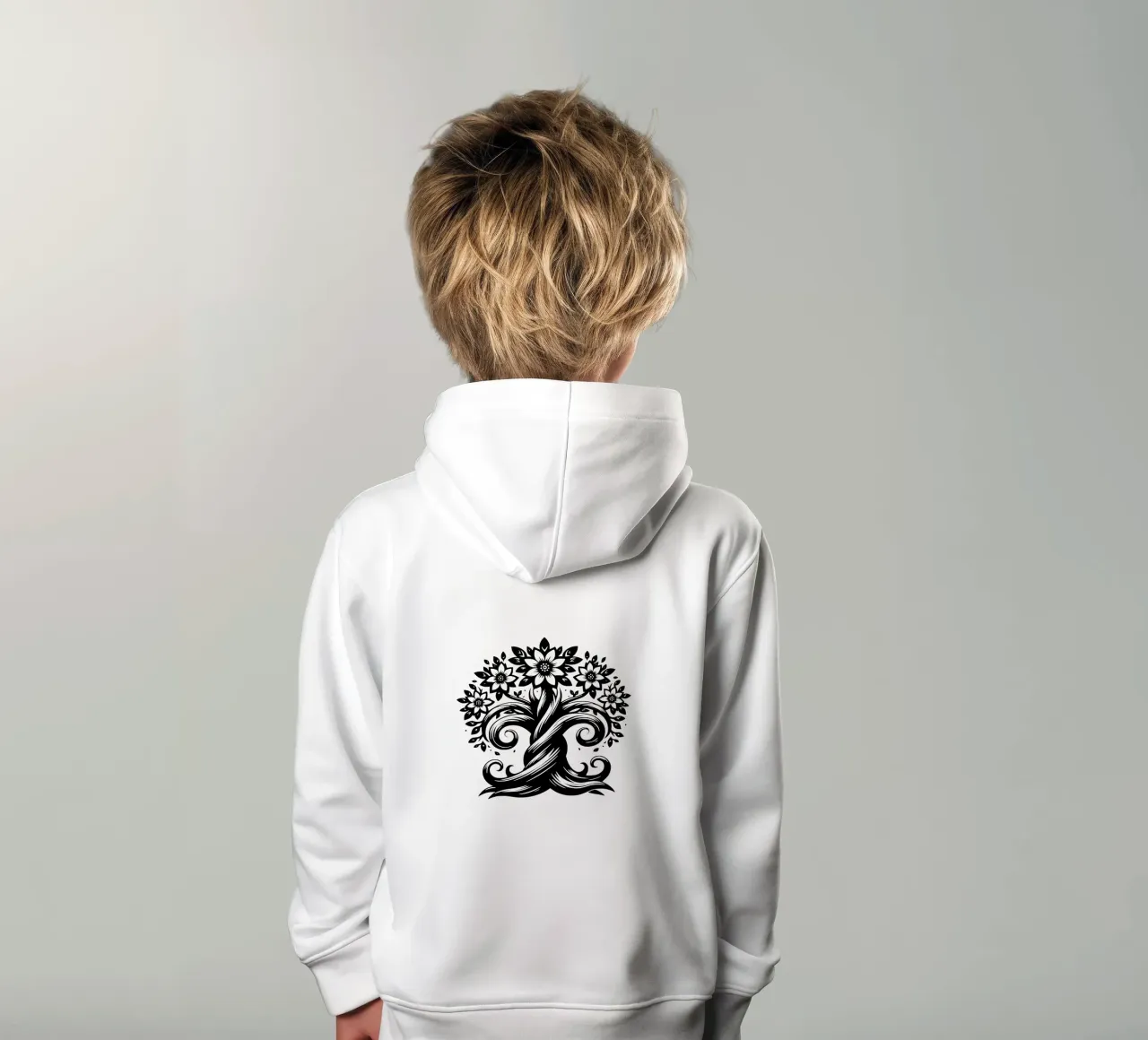 Albero della vita in bianco e nero felpa bambino con cappuccio da Spiritual Touch