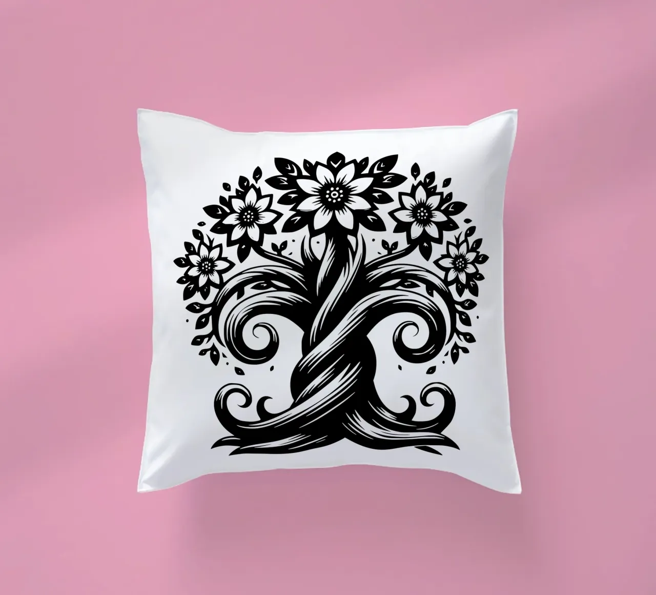 Albero della vita in bianco e nero cuscino da Spiritual Touch