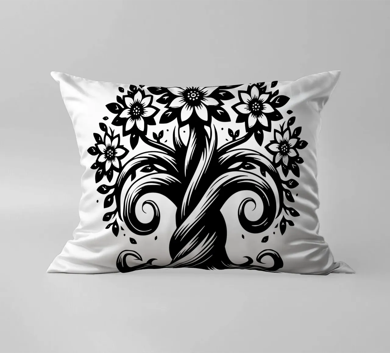 Albero della vita in bianco e nero cuscino da Spiritual Touch