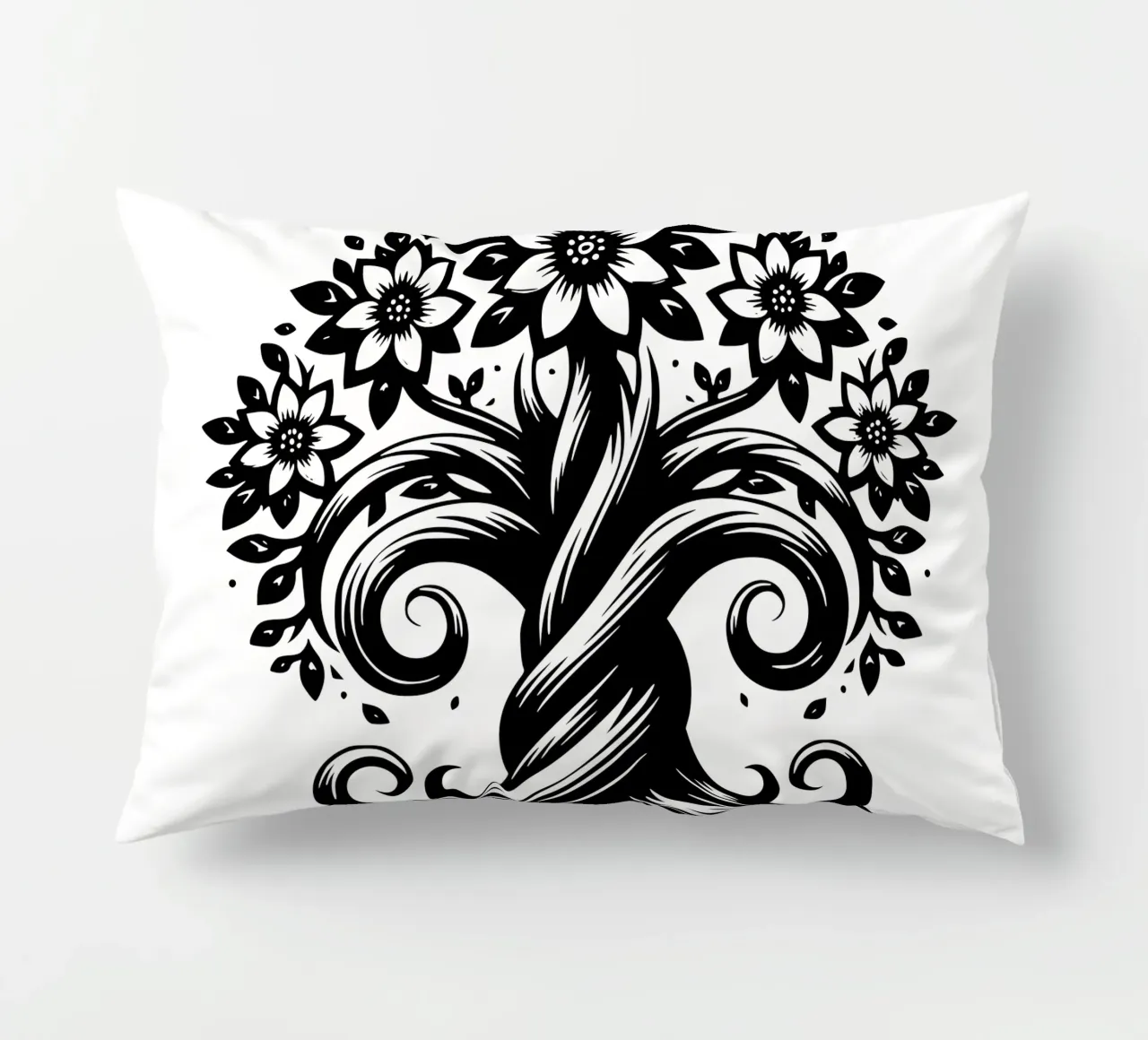 Albero della vita in bianco e nero cuscino da Spiritual Touch