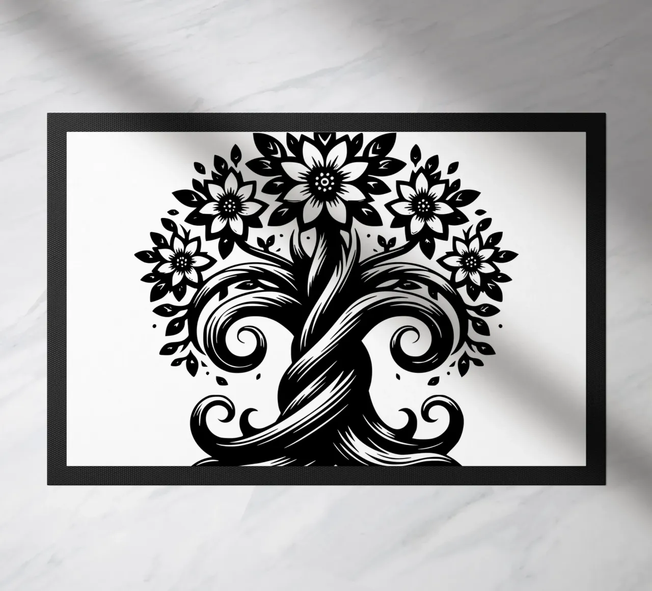 Albero della vita in bianco e nero zerbino da Spiritual Touch