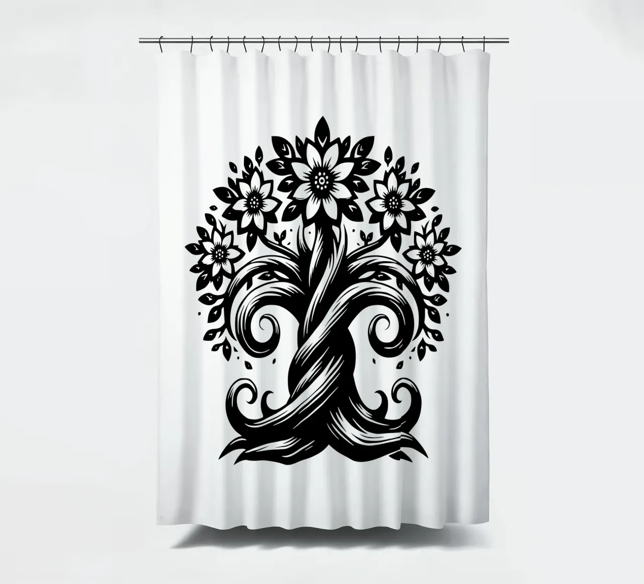 Albero della vita in bianco e nero tenda da doccia da Spiritual Touch
