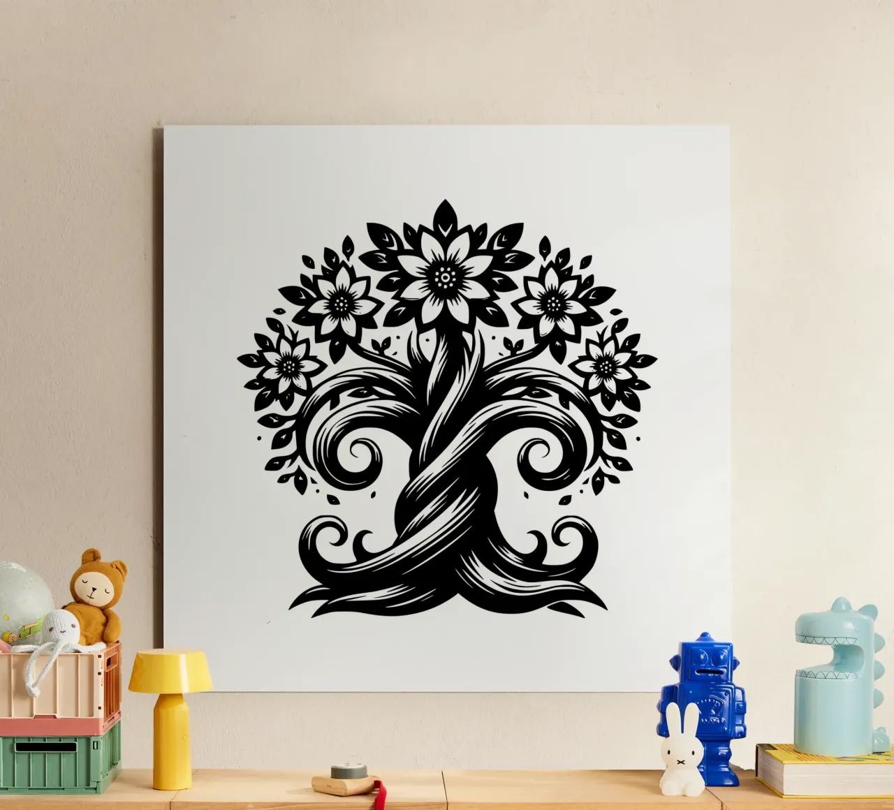 Albero della vita in bianco e nero alluminio dibond da Spiritual Touch