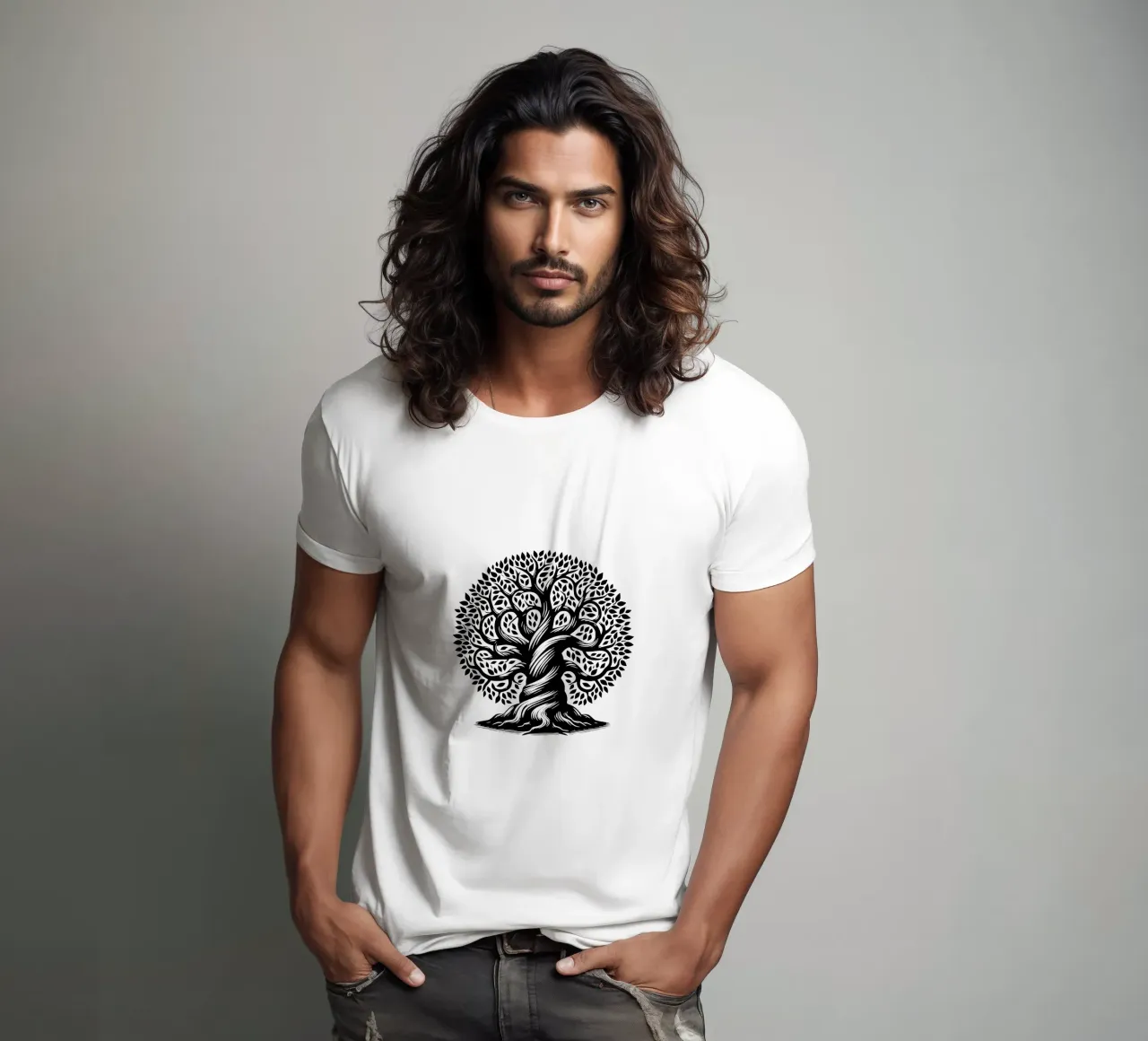 Albero della vita in bianco e nero t-shirt da Spiritual Touch