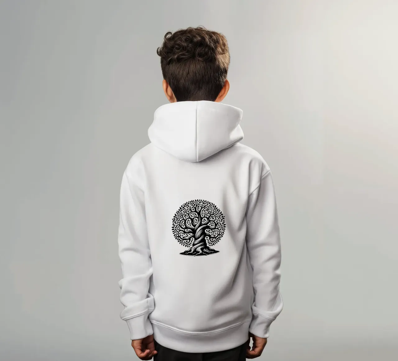 Albero della vita in bianco e nero felpa bambino con cappuccio da Spiritual Touch