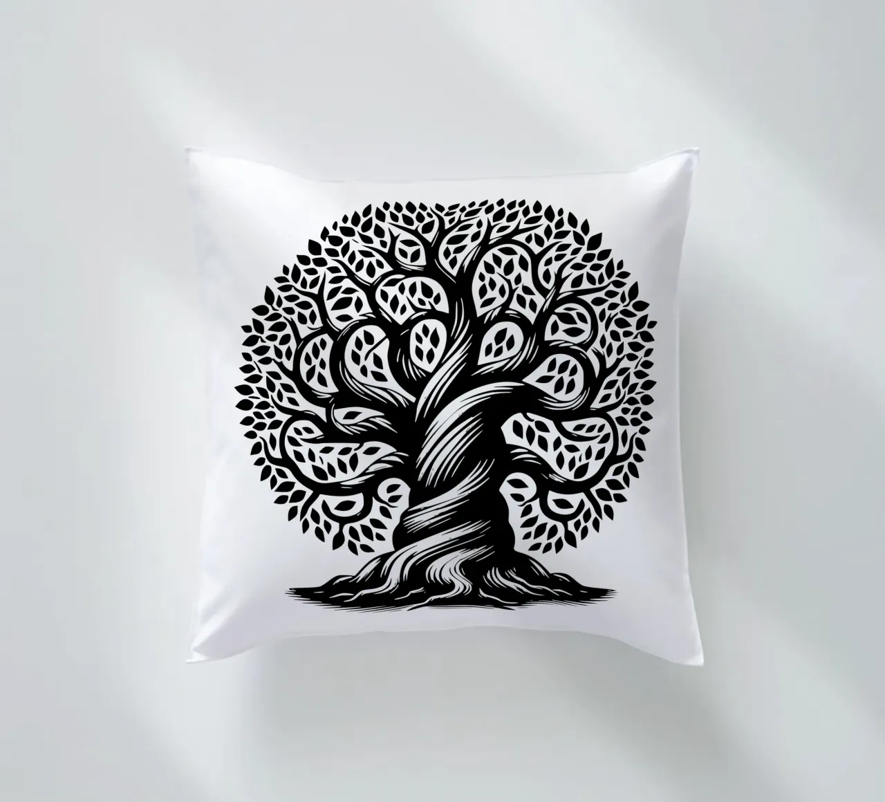 Albero della vita in bianco e nero cuscino da Spiritual Touch