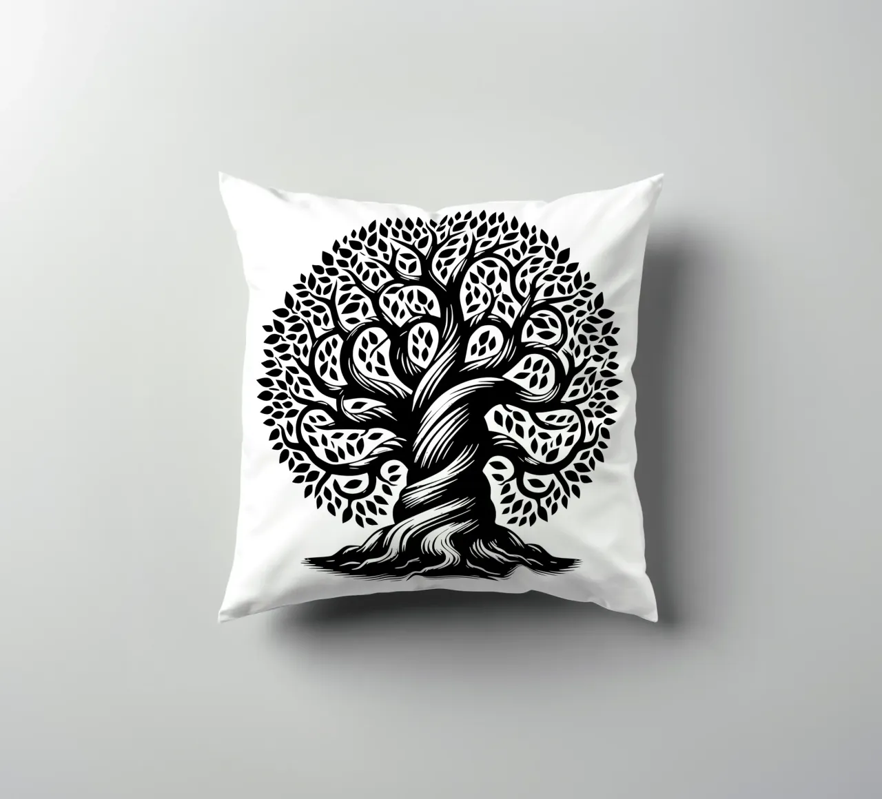 Albero della vita in bianco e nero cuscino da Spiritual Touch