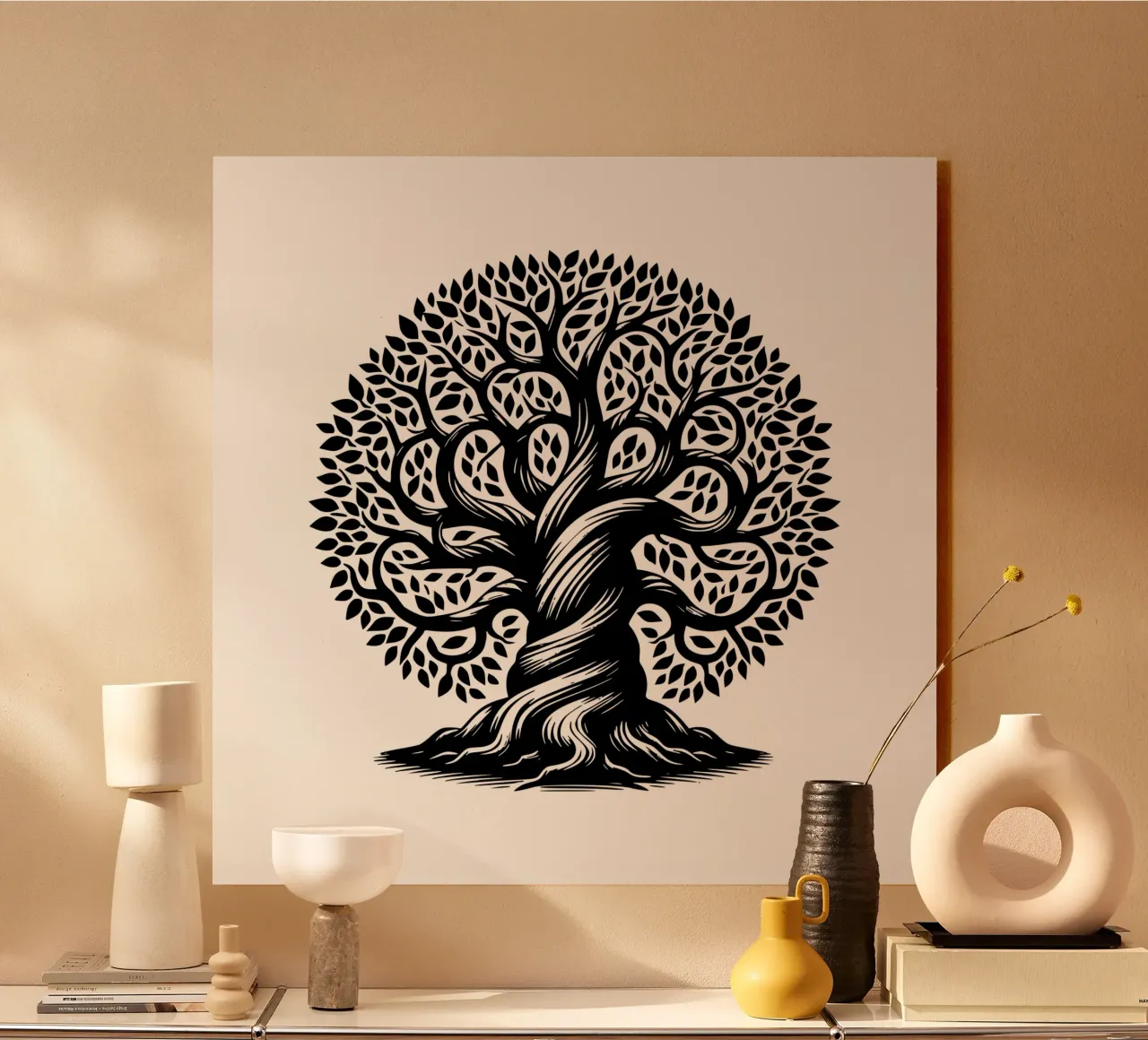 Albero della vita in bianco e nero alluminio dibond da Spiritual Touch