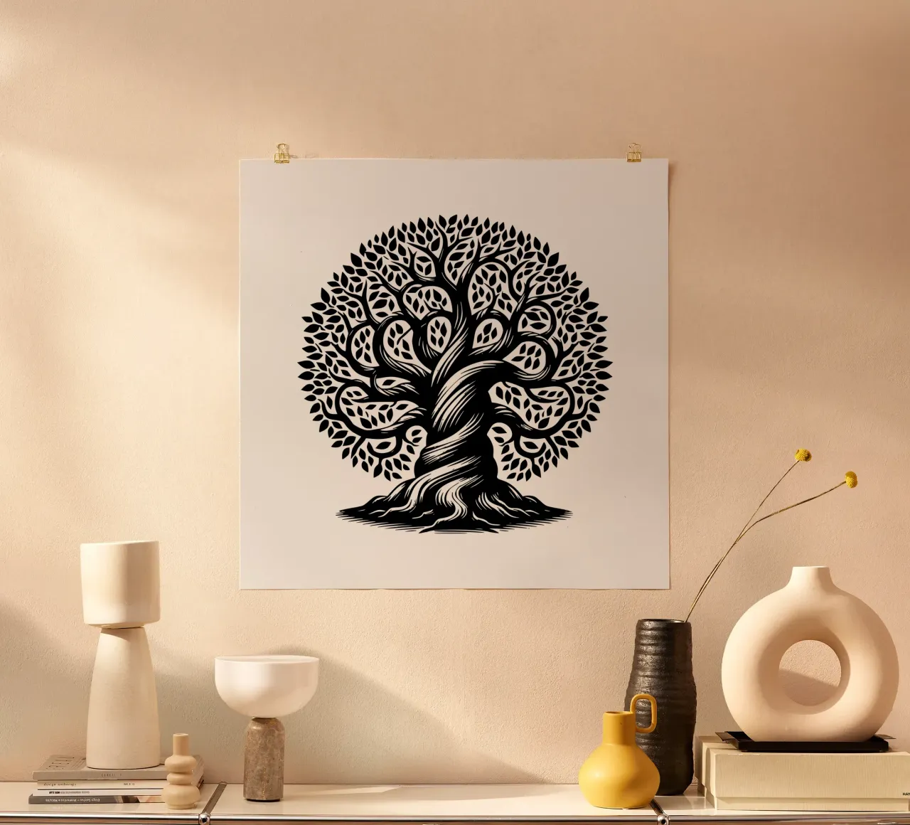 Albero della vita in bianco e nero poster da Spiritual Touch