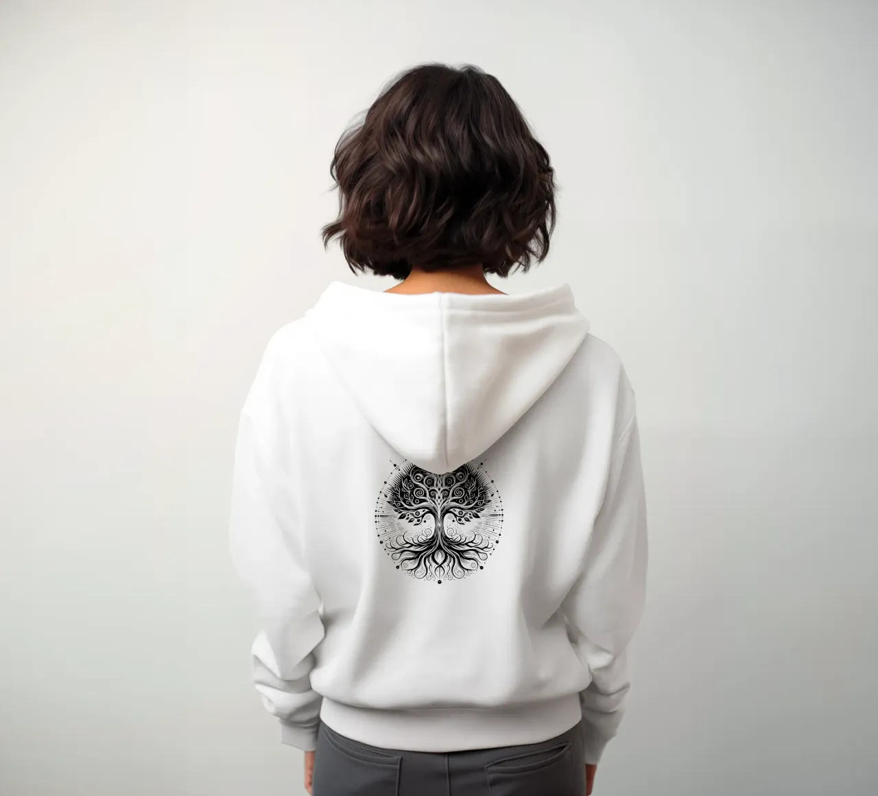 Albero della vita in bianco e nero felpa con cappuccio da Spiritual Touch