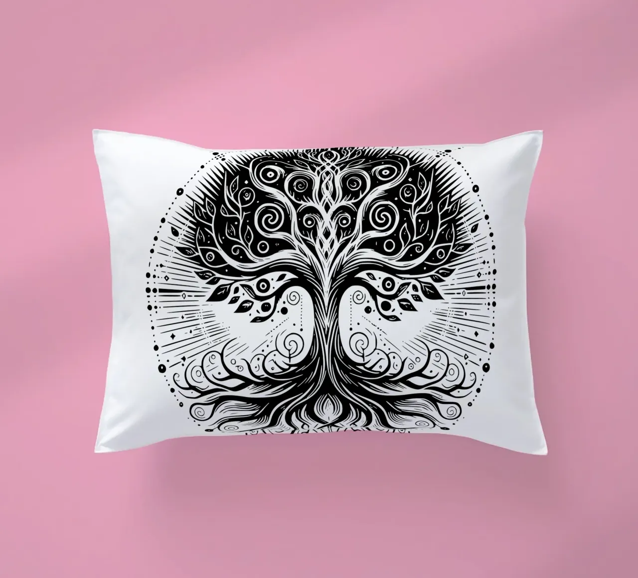 Albero della vita in bianco e nero cuscino da Spiritual Touch