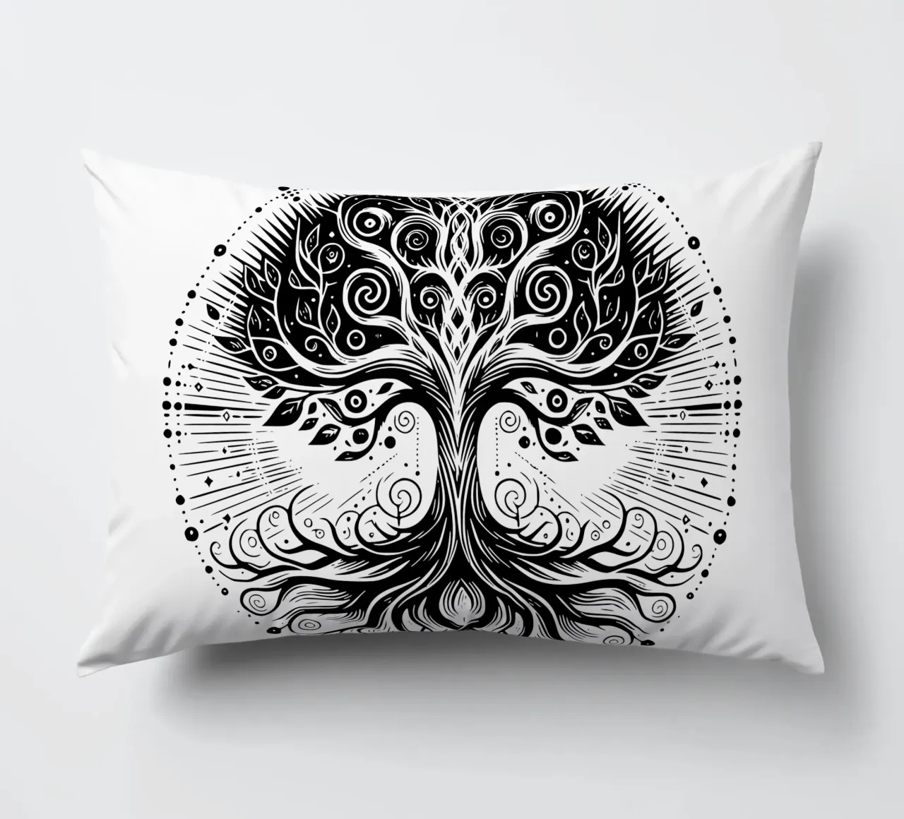 Albero della vita in bianco e nero cuscino da Spiritual Touch
