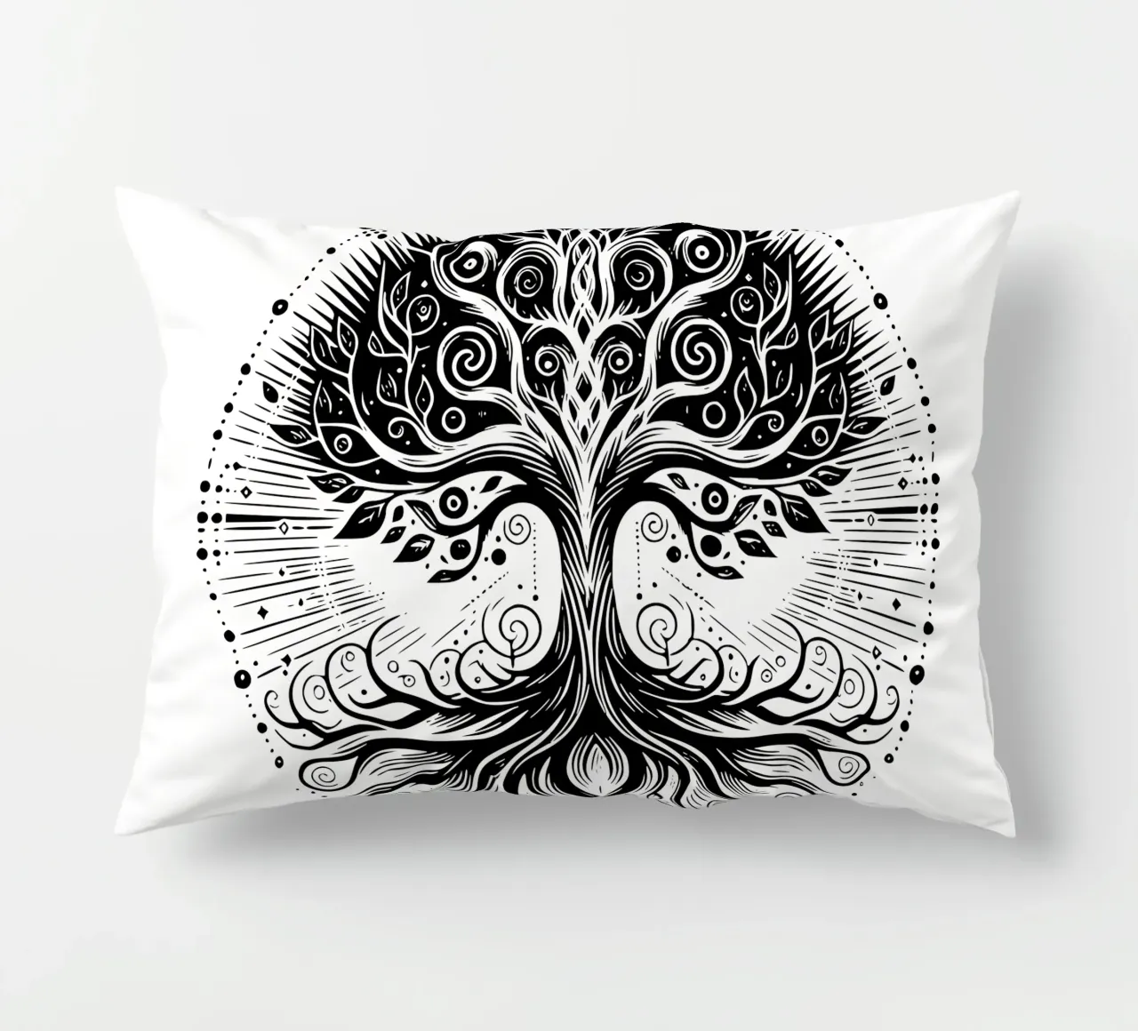 Albero della vita in bianco e nero cuscino da Spiritual Touch