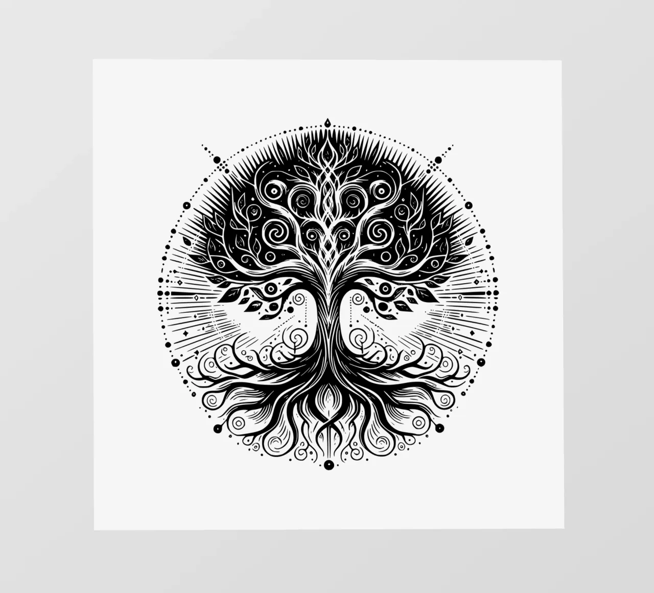 Albero della vita in bianco e nero telo in pvc da Spiritual Touch