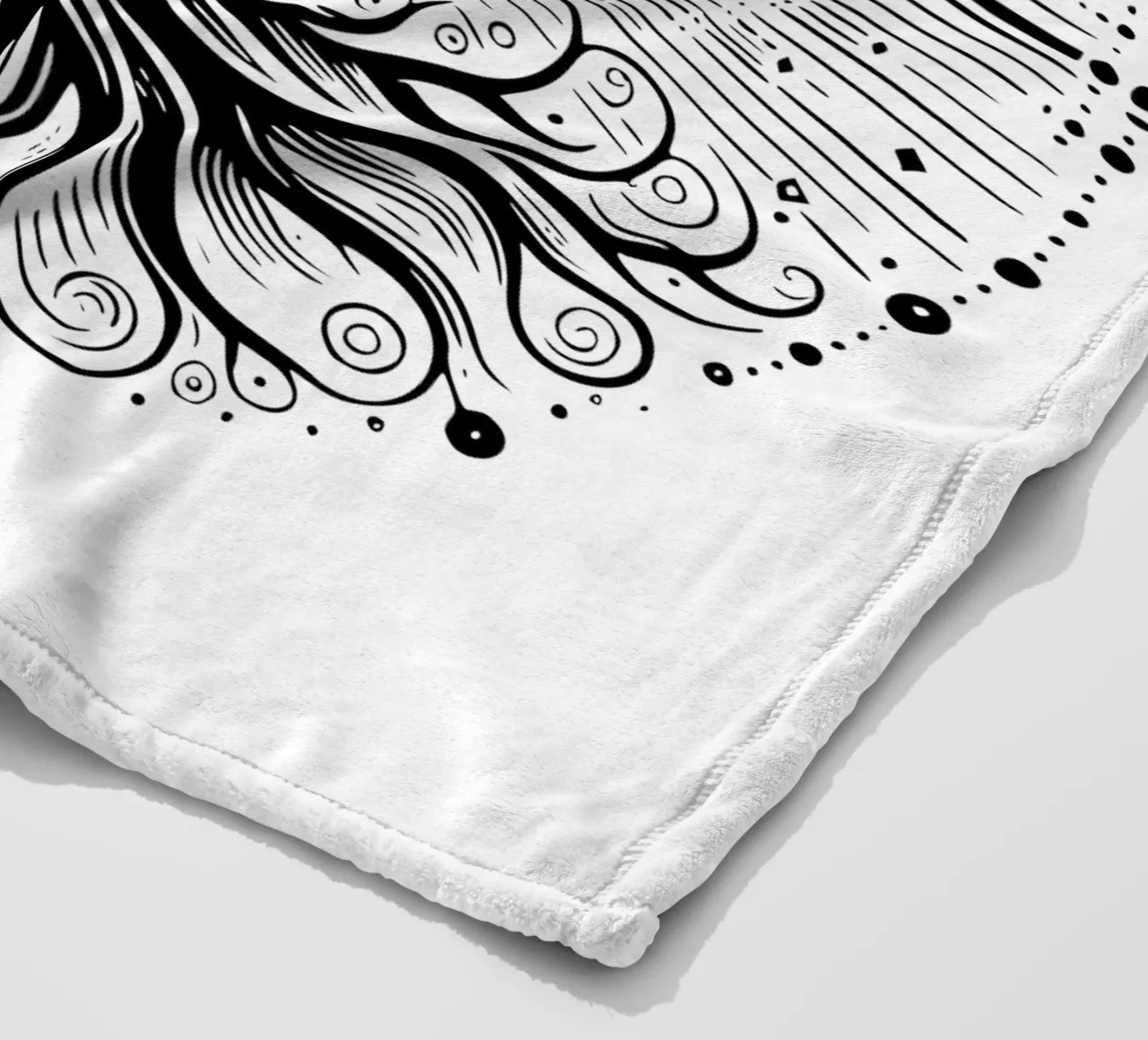 Albero della vita in bianco e nero coperta in pile da Spiritual Touch