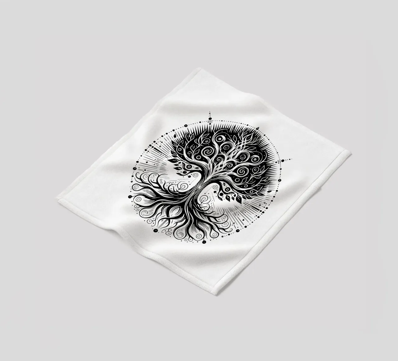 Albero della vita in bianco e nero coperta in pile da Spiritual Touch