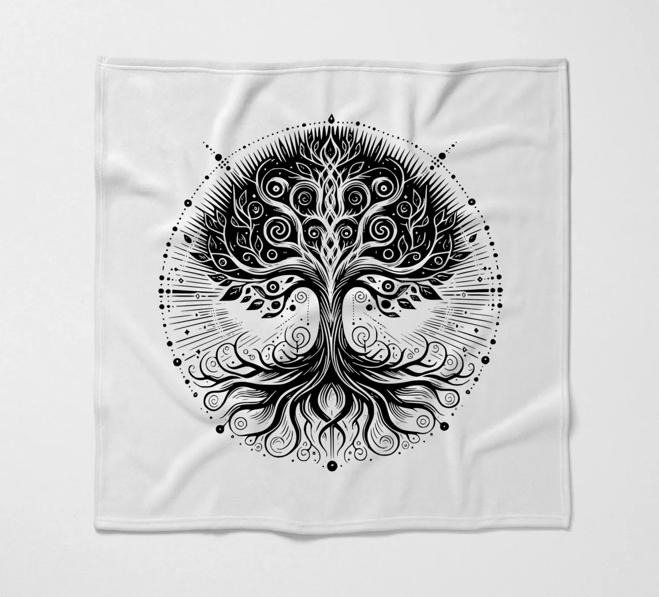 Albero della vita in bianco e nero coperta in pile da Spiritual Touch