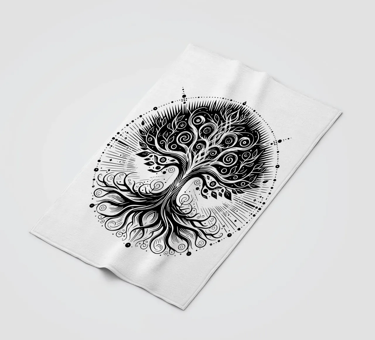 Albero della vita in bianco e nero coperta in pile da Spiritual Touch