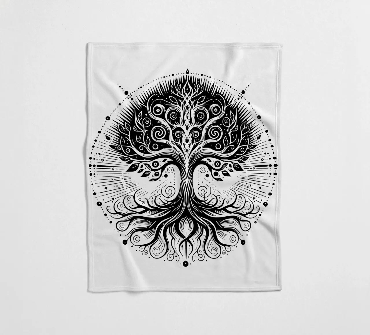 Albero della vita in bianco e nero coperta in pile da Spiritual Touch
