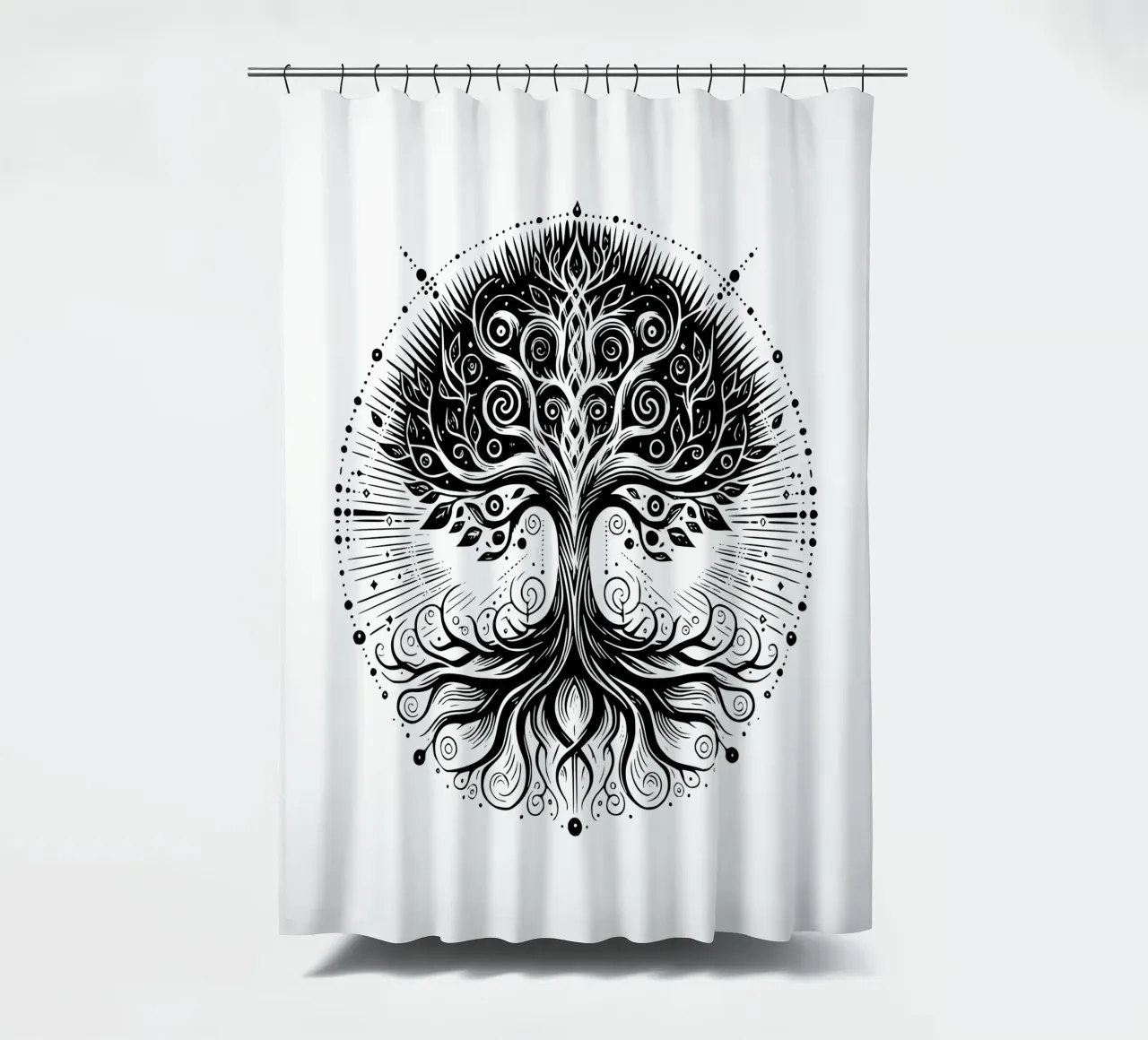 Albero della vita in bianco e nero tenda da doccia da Spiritual Touch