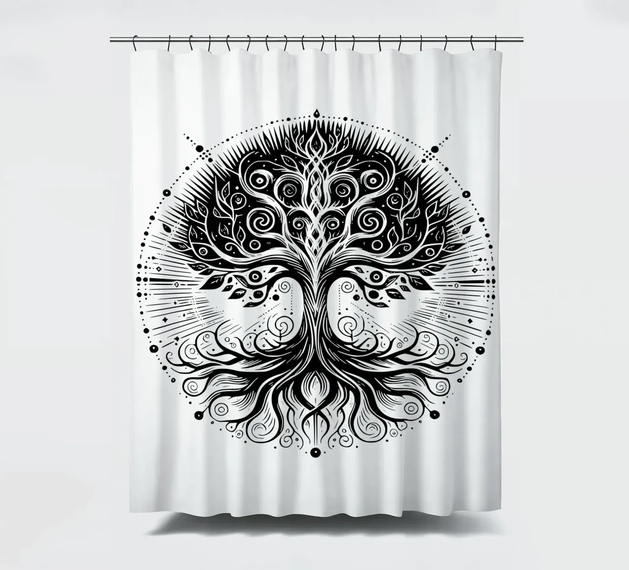 Albero della vita in bianco e nero tenda da doccia da Spiritual Touch