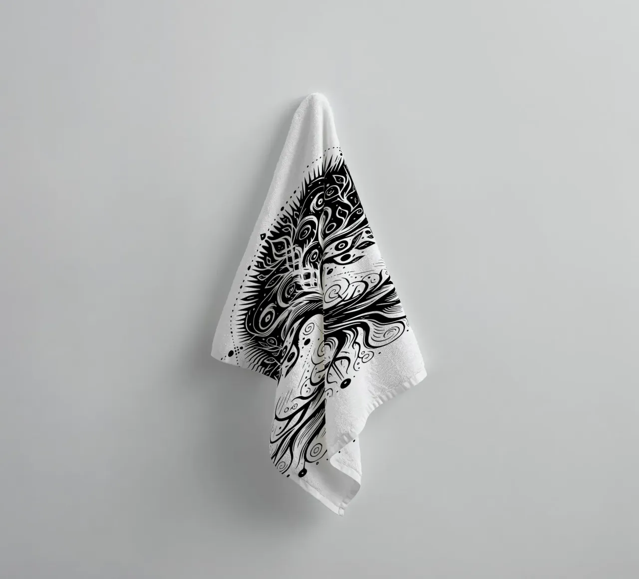 Albero della vita in bianco e nero asciugamano da bagno da Spiritual Touch