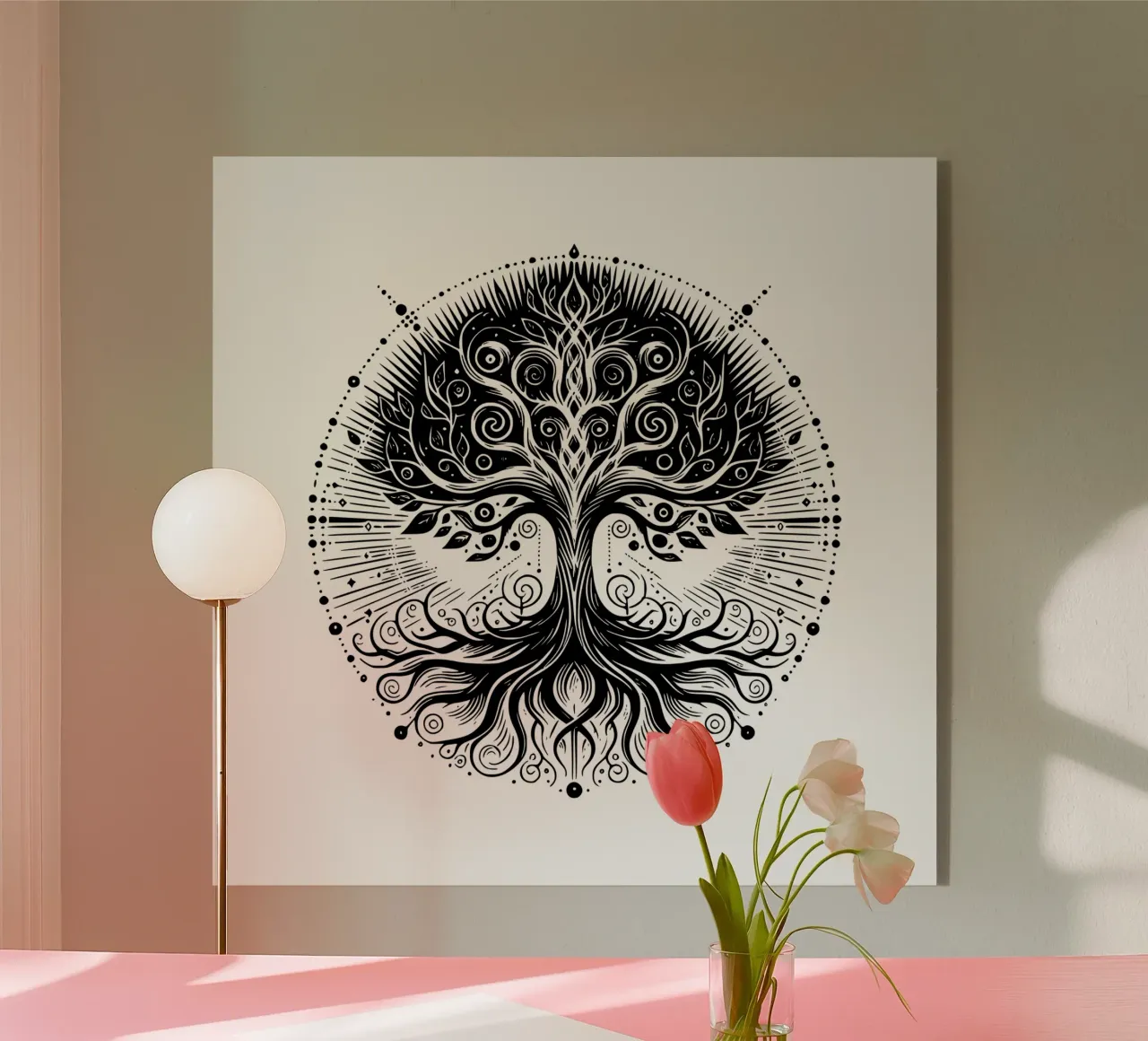 Albero della vita in bianco e nero plexiglass da Spiritual Touch