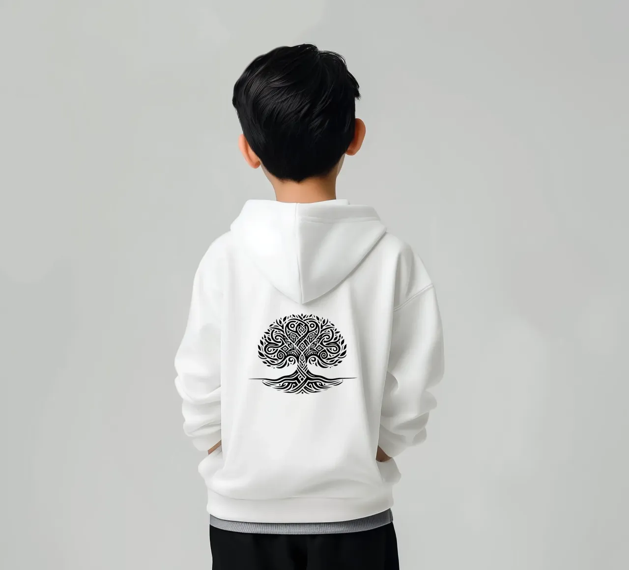 Albero della vita in bianco e nero felpa bambino con cappuccio da Spiritual Touch