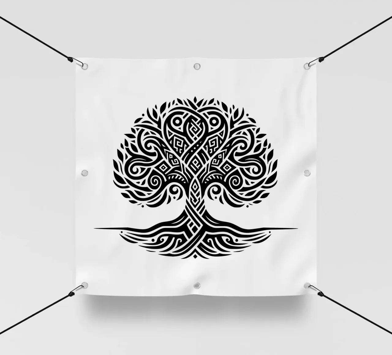 Albero della vita in bianco e nero telo in pvc da Spiritual Touch
