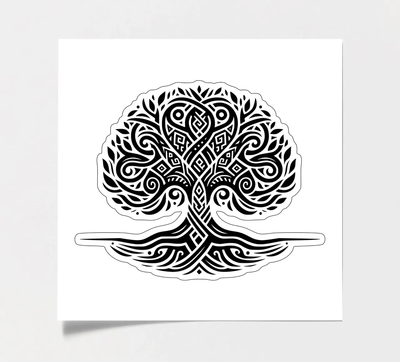 Schwarz-weißer Lebensbaum Stickerbogen von Spiritual Touch