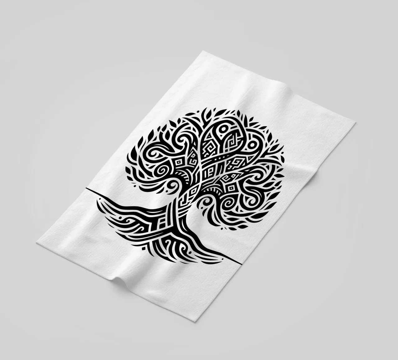 Albero della vita in bianco e nero telo mare da Spiritual Touch
